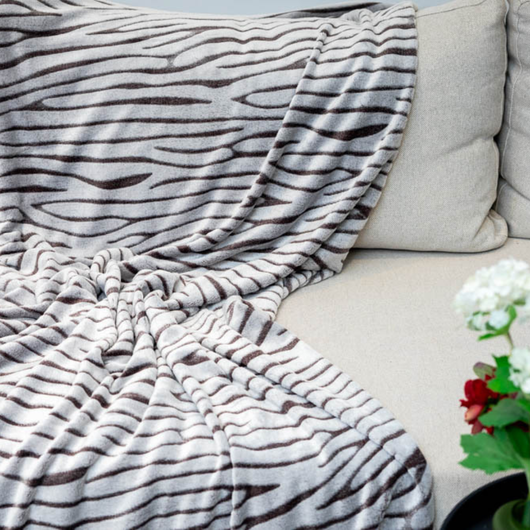 A3 HOME Couverture en cachemire doux marron rayé