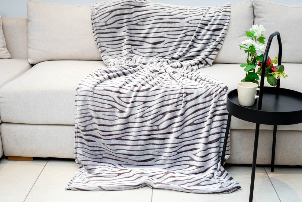 A3 HOME Couverture en cachemire doux marron rayé